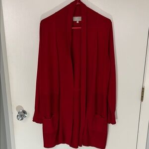 Joan Vass Vibrant Red Open Cardigan Sweater